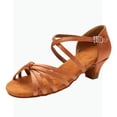 thumbnail image 1 of Gyujnb Girls Latin Dance Shoes Soft Sole Adjustable Ankle Strap Ballroom Practice Shoes, Open Toe Low Heel,5.5-6 Years, 1 of 8