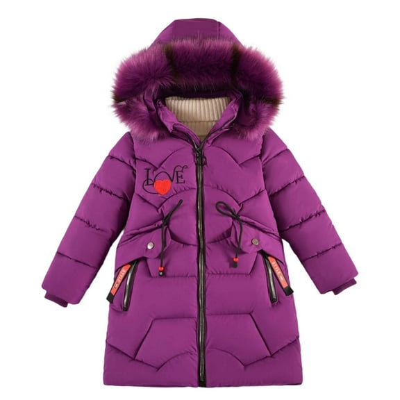 Gyujnb Girls Long Down Padded Coat Winter Warm Outerwear for Toddlers and Big Kids with Insulation,Size:4-5 Years