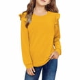 thumbnail image 1 of GYUJNB Girls Long Sleeve Ruffles Blouse Top with Lace Trim Fashionable Fall Winter Tunic Shirt for Big Kids and Tweens,Sweatshirts for Girls,4-5 Years, 1 of 7