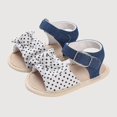 thumbnail image 1 of Gyujnb Girls Open Toe Sandals Denim Lace Bow Textured Strap Hook and Loop Soft Sole Summer First Walk Shoes (Girls),0-6 Months, 1 of 6