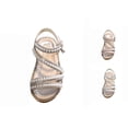 thumbnail image 1 of Gyujnb Girls Pearl Rhinestone Sandals Cross Straps Open Toe Hook and Loop Princess Shoes for Performance Wedding,10-10.5 Years, 1 of 6