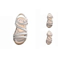 thumbnail image 1 of Gyujnb Girls Pearl Rhinestone Sandals Cross Straps Open Toe Hook and Loop Princess Shoes for Performance Wedding,3.5-4 Years, 1 of 6