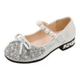 thumbnail image 1 of Gyujnb Girls Performance Dance Shoes, Rhinestone Pearl Flat Shoes, Comfortable Fashion Footwear (Toddler, Little Girls, Big Girls),7-8 Years, 1 of 5