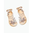 thumbnail image 1 of Gyujnb Girls Rhinestone Butterfly Pearl Sandals Back Bow Adjustable Strap Summer Casual Dressy Shoes, Open Toe Flat Heel,13-13.5 Years, 1 of 9