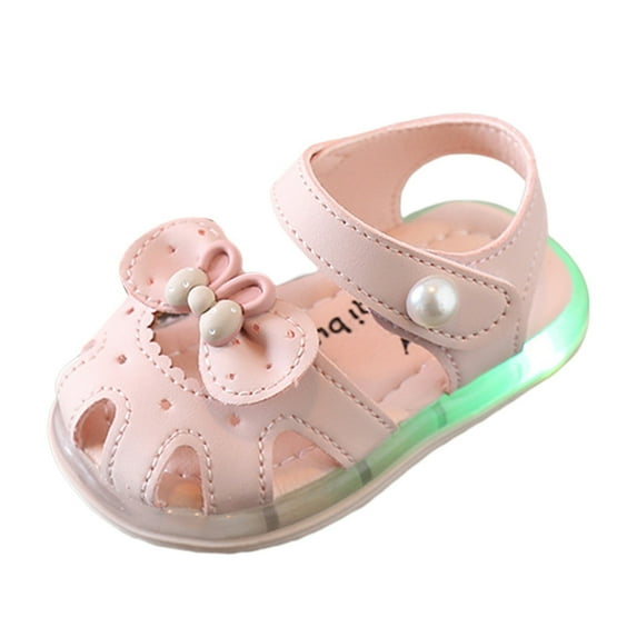 Gyujnb Girls Sandals Summer Baby Shoes Soft Sole LED Shoes Children Walking Shoes,18-24 Months