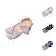 thumbnail image 1 of Gyujnb Girls Sequin Mary Jane Shoes Pearl Rhinestone Bow Hook and Loop Flat Princess Shoes for Party Wedding,2.5, 1 of 9