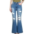 thumbnail image 1 of Gyujnb Girls Stretch Flare Jeans with Distressed Details Casual Pants for Everyday Wear,Size:10-11 Years, 1 of 9