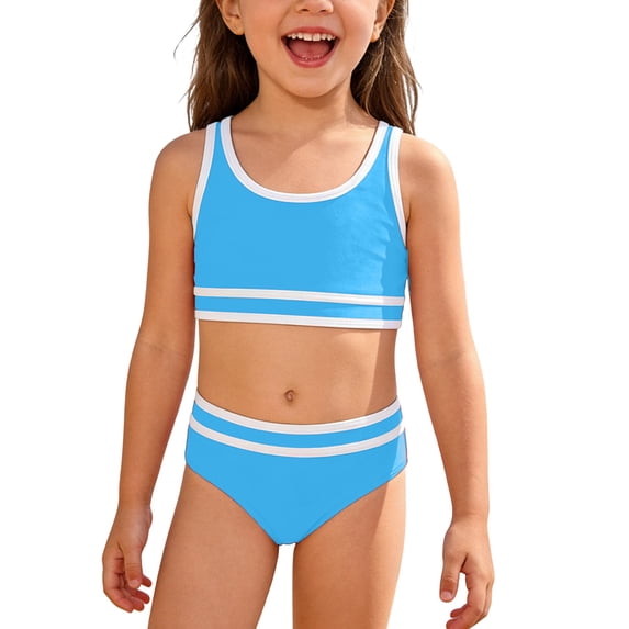 Gyujnb Girls Swimsuit,Adjustable Bikini for Girls Comfortable Soft Swimwear with Removable Cups Beach Pool Two Piece,8-9 Years