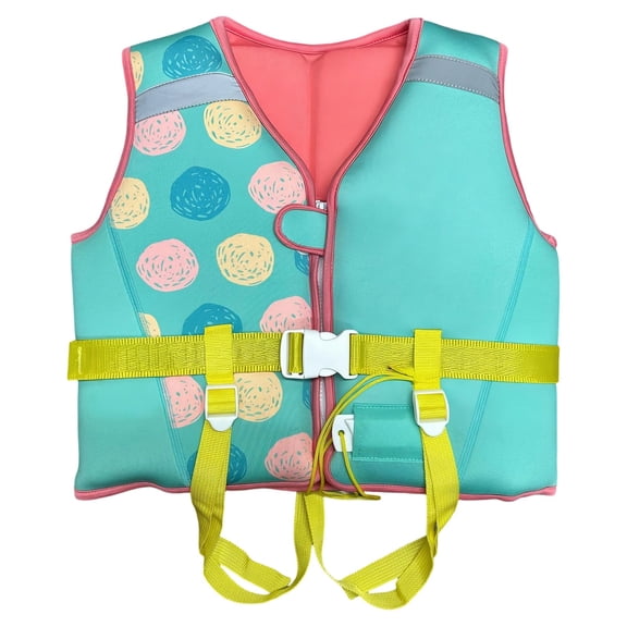 Gyujnb Girls Swimsuit,Kids Flotation Swim Vest for Girls Adjustable Buoyancy Aid Jacket with Whistle for Swimming Pool and Beach,10-15Years