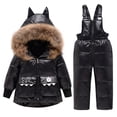 thumbnail image 1 of Gyujnb Girls Thermal Snowsuit 2 Piece Set Winter Insulated Jacket with Bib Overalls Windproof Outdoor Play Gear,5-6 Years, 1 of 8