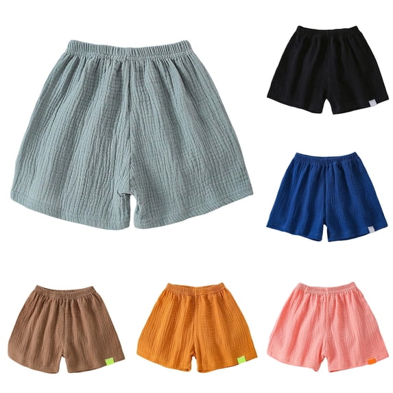 Gyujnb Girls Waffle Weave Loose Shorts Soft No Crease Breathable Cool Everyday Wear Sizes 1-12 Years