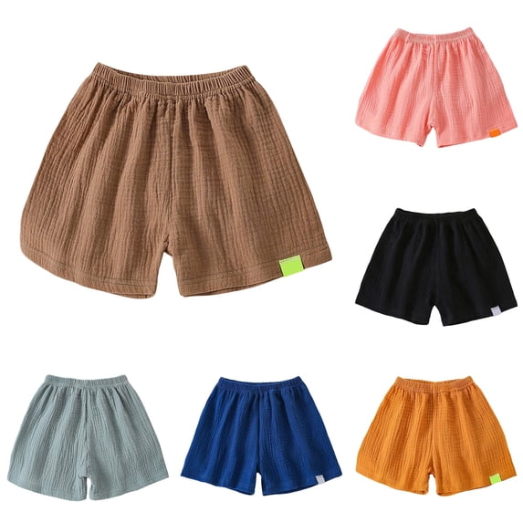 Gyujnb Girls Waffle Weave Loose Shorts Soft No Crease Breathable Cool Everyday Wear Sizes 1-12 Years