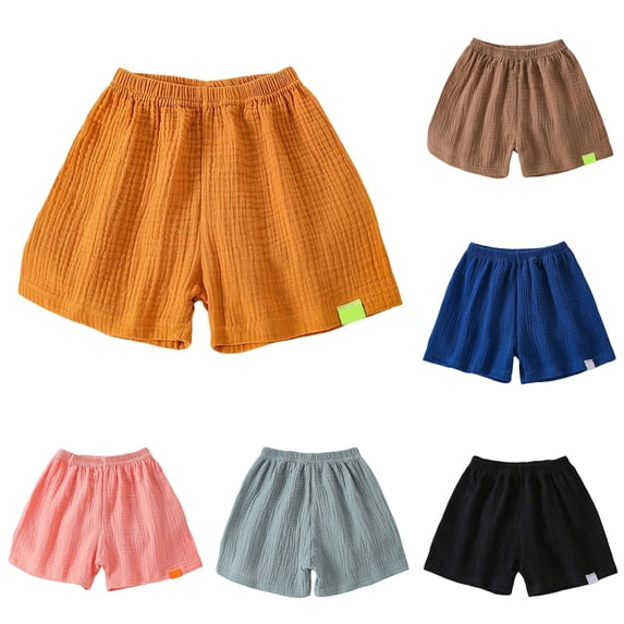 Gyujnb Girls Waffle Weave Loose Shorts Soft No Crease Breathable Cool Everyday Wear Sizes 1-12 Years