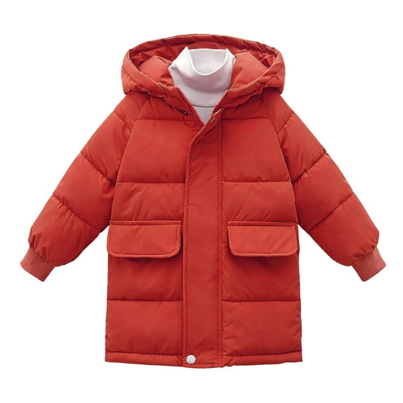 Gyujnb Girls Winter Jacket, Girls Long Down Coat Winter Warm Insulated Mid Length Jacket with Hood for Toddlers and Kids,Size:5-6 Years