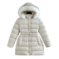 thumbnail image 1 of Gyujnb Girls Winter Jacket, Girls Winter Down Padded Coat Warm Thickened Lined Hooded Jacket Outerwear for Cold Weather Fashionable Toddler,Size:4-5 Years, 1 of 9