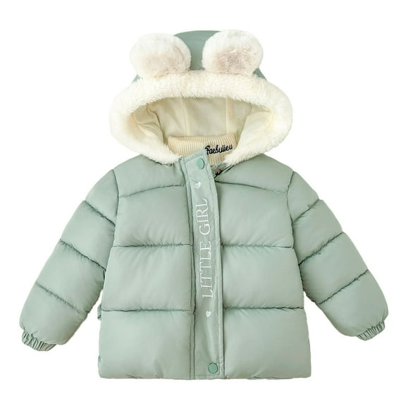 Gyujnb Girls Winter Jacket, Girls Winter Padded Coat Warm Thick Down Jacket with Fleece for Cold Weather Outdoor Activities,Size:7-8 Years