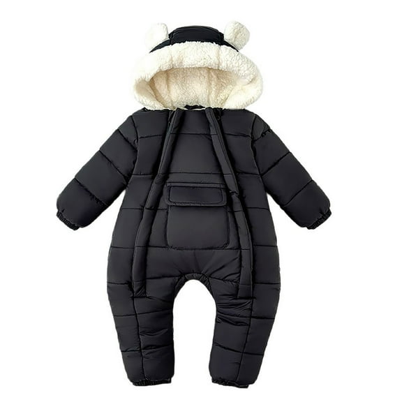 Gyujnb Girls Winter Jacket, Girls Winter Snowsuit Insulated Padded Jumpsuit with Attached Mittens and Booties Double Zipper for Baby Toddler Warm Outfit,Size:0-3 Months