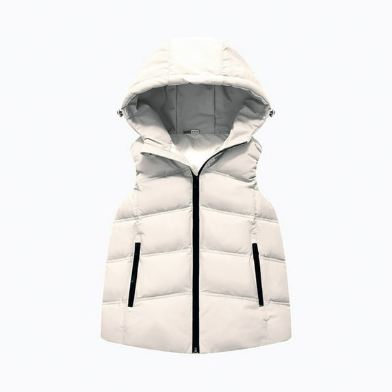 Gyujnb Girls Winter Warm Thickened Vest Jacket Short Style Hooded Zip Up Outerwear for Toddlers and Kids Cozy Padded Insulation-Girls Jacket,Boys Jacket,Size:10-11 Years