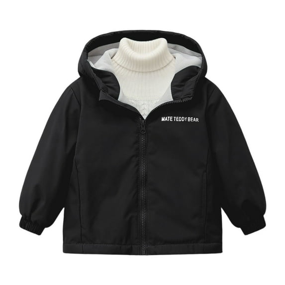 Gyujnb Girls Winter Jacket, Insulated Lined Winter Hooded Jacket for Girls Windproof Warm Coat with Zip Front Pockets,Size:3-4 Years