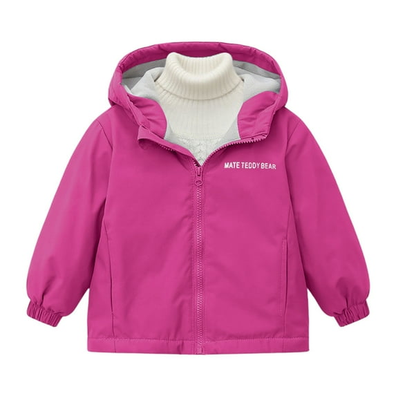 Gyujnb Girls Winter Jacket, Insulated Lined Winter Hooded Jacket for Girls Windproof Warm Coat with Zip Front Pockets,Size:9-10 Years