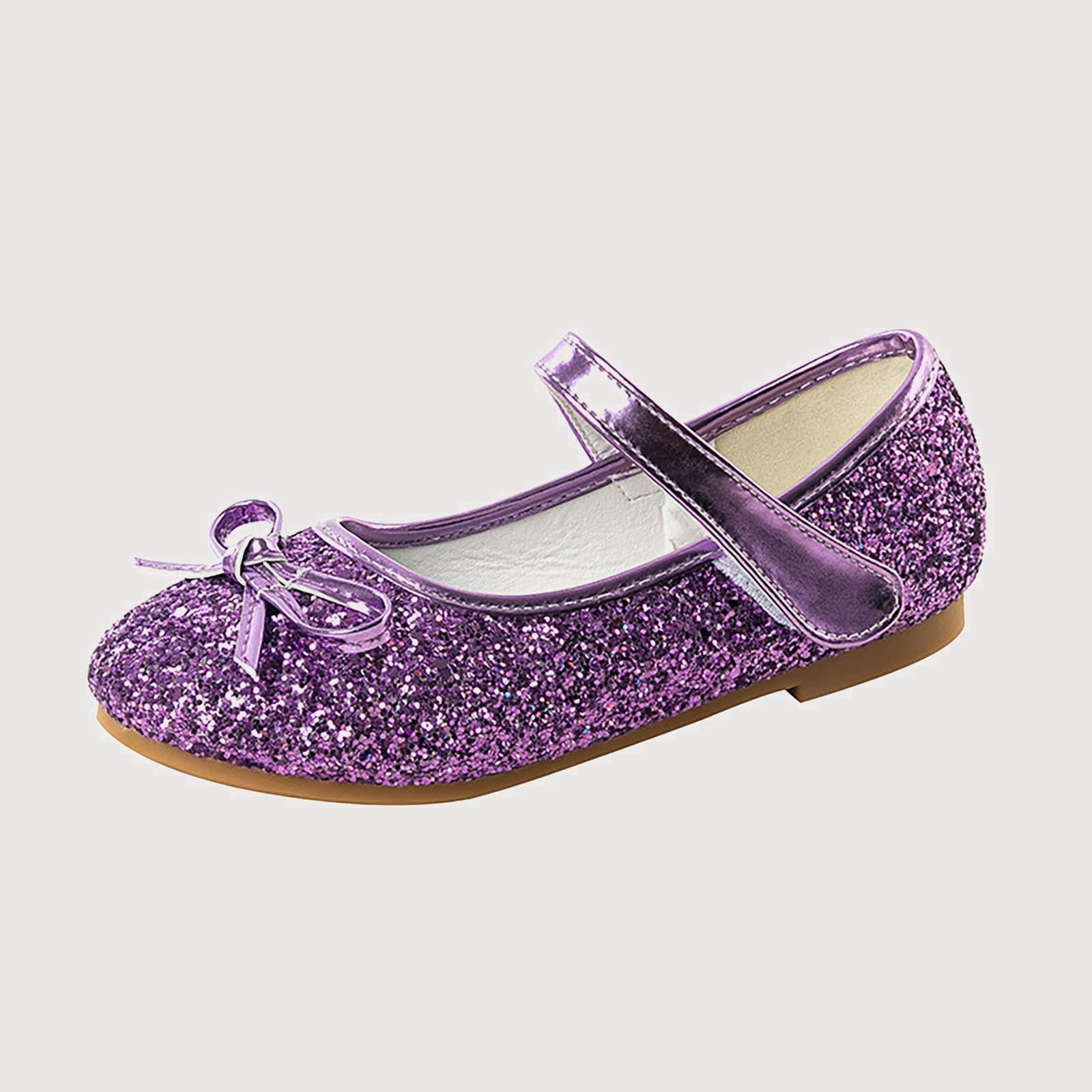 Gyujnb Glitter Bow Mary Jane Flat Dress Shoes (Little Girls, Big Girls ...
