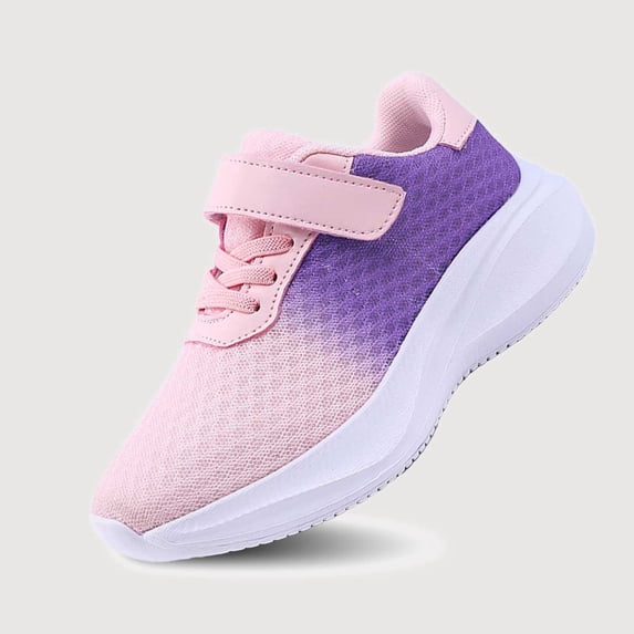 Gyujnb Gradient Breathable Mesh Hook and Loop Low Top Lightweight Casual Sneakers (Little Girls, Big Girls),10-10.5 Years