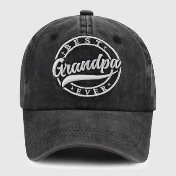 Gyujnb Grandpa Slogan Embroidered Washed Baseball Cap Adjustable Curved Visor Family Daily Sun Hat (Unisex),One Size