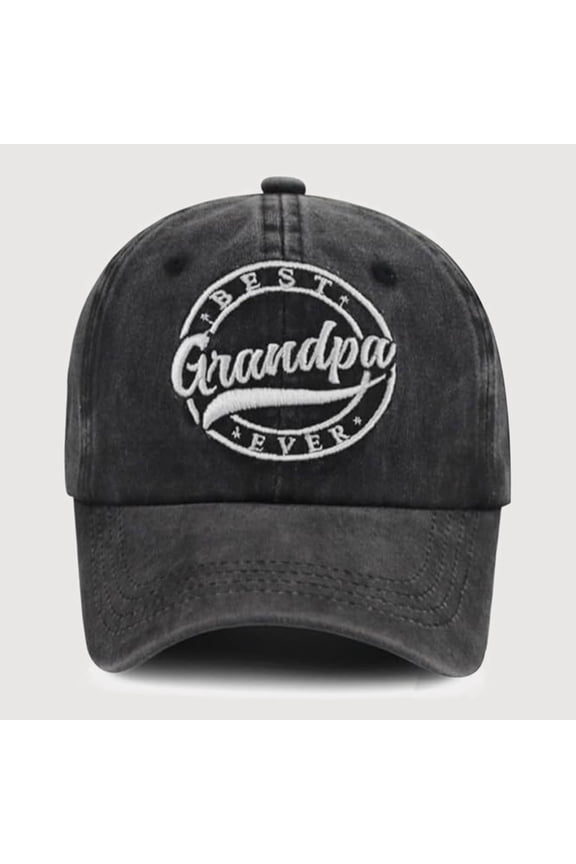 Gyujnb Grandpa Slogan Embroidered Washed Baseball Cap Adjustable Curved Visor Family Daily Sun Hat (Unisex),One Size