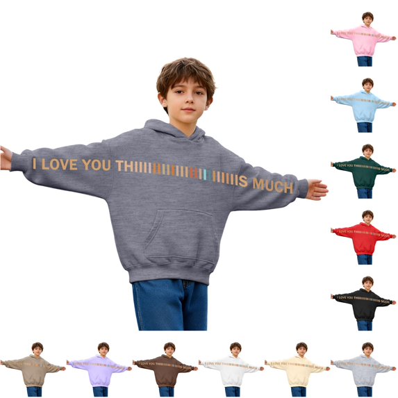 Gyujnb Graphic Text Hoodie, Heat Retention Design, Oversized Fit, Great for Daily Wear (Unisex),3-4 Years