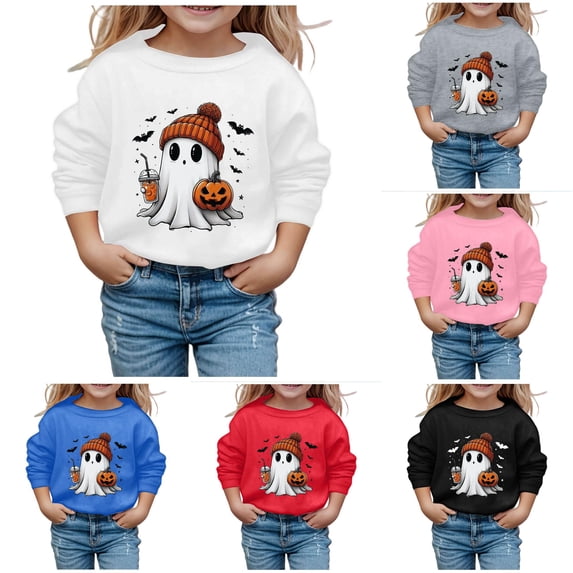 Gyujnb Halloween , Children Halloween Cute Printed Crew Neck Hoodless Long Sleeve Sweatshirt, Halloween Party Favors