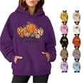 thumbnail image 1 of Gyujnb Halloween , Women Halloween Sweatshirt Pumpkin Print Long Sleeve Casual Pocket Pullover Hoodie, Halloween Party Favors, 1 of 4