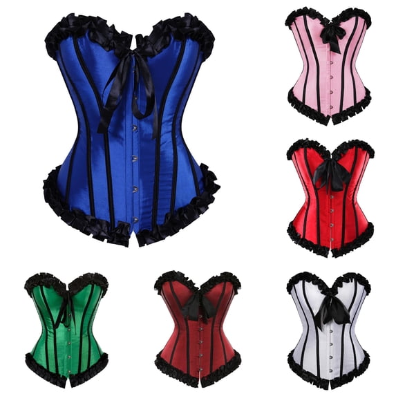 Gyujnb Halloween Women Solid Striped Shapewear Corset, Satin Weave for Themed Party Evening Social Outings,L