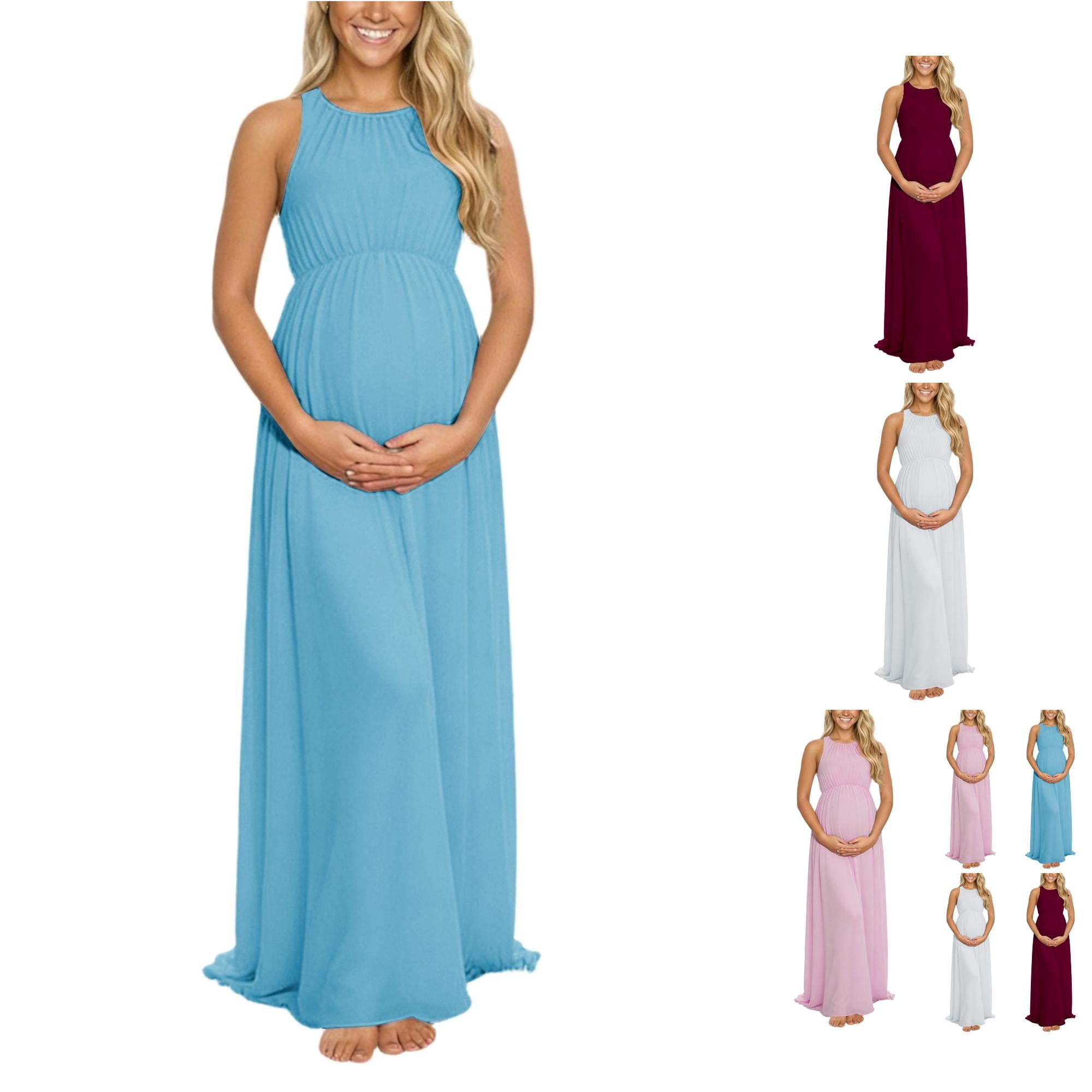 sleeveless empire waist maternity maxi dress 24seven Comfort Apparel Sleeveless Empire Waist Maternity Maxi Dress