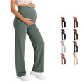 thumbnail image 1 of Gyujnb High Waist Full Belly Maternity Wide Leg Pants Stretch Fabric Side Pockets Loose Fit Casual Everyday Pregnancy Trousers,XL, 1 of 4