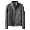 thumbnail image 1 of Gyujnb Jackets for Men,Casual Suede Leather Jacket for Autumn Thin Lightweight Stand Collar Outerwear Coat for Daily Streetwear,Winter Coats for Men,Size:XXL, 1 of 4