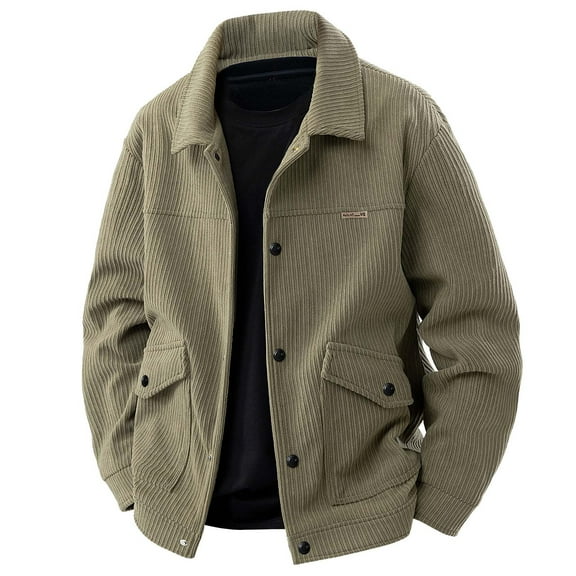 Gyujnb Jackets for Men,Corduroy Jacket Workwear Style Casual Lightweight Stand Collar Autumn Outerwear Coat for Daily Wear,Winter Coats for Men,Size:4XL