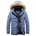 thumbnail image 1 of Gyujnb Jackets for Men,Male Winter Warm Casual Padded Jacket Thickened Mid Length Pocket Design Hooded Collar Padded Jacket,Winter Coats for Men,Size:3XL, 1 of 4