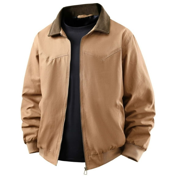 Gyujnb Jackets for Men,Men's Casual Jacket Lightweight Workwear Loose Fit Unisex Spring Autumn Outerwear with Lapel Comfortable Daily Wear,Winter Coats for Men,Size:XL