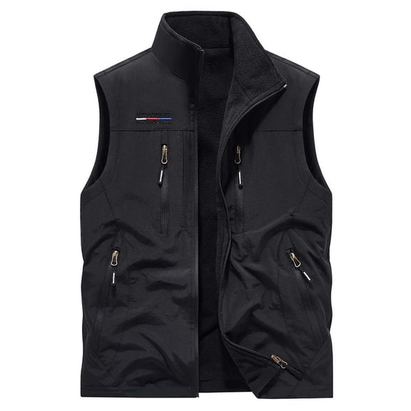 Gyujnb Jackets for Men,Men's Reversible Fleece Vest Winter Warm Thickened Loose Fit Casual Outerwear with Pockets for All Seasons Comfort,Winter Coats for Men,Size:M