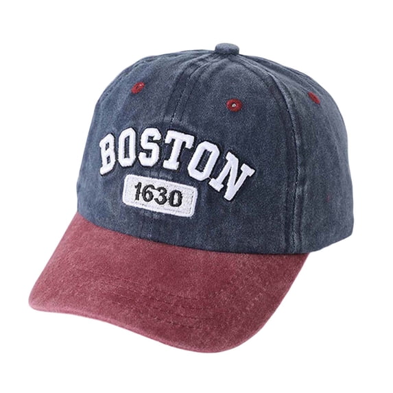 Gyujnb Kids Boston Baseball Cap Washed Retro Adjustable Sun Hat for Boys Casual Streetwear