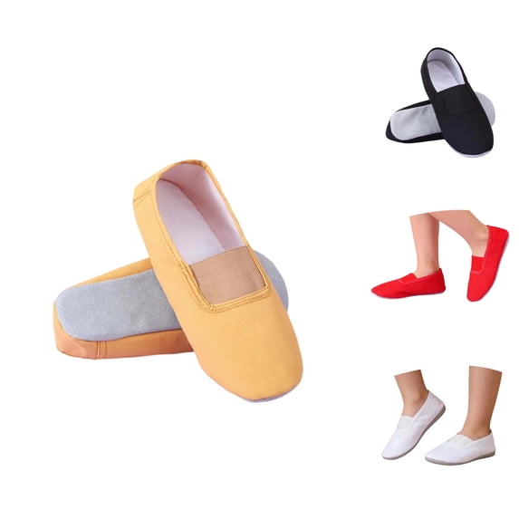 Gyujnb Kids Canvas Ballet Dance Shoes Non- Suede Sole Breathable Flexible for Gymnastics & Casual Wear,4.5-5 Years