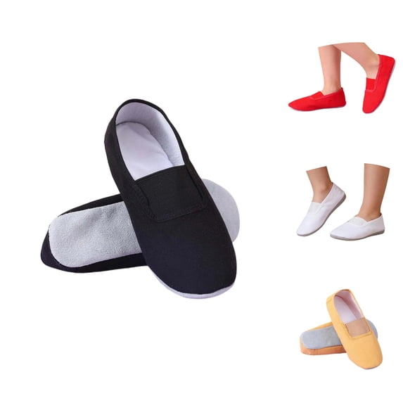 Gyujnb Kids Canvas Ballet Dance Shoes Non- Suede Sole Breathable Flexible for Gymnastics & Casual Wear,4.5-5 Years