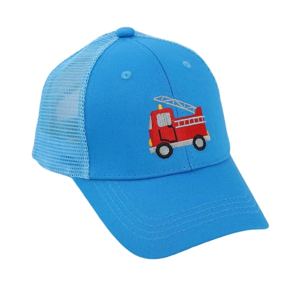 Gyujnb Kids Fire Truck Trucker Hat Embroidered Breathable Mesh Baseball Cap for Boys Summer Outdoor