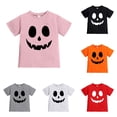 thumbnail image 1 of Gyujnb Kids Halloween , Boys Halloween Pumpkin Face Print Shirt Long Sleeve Tee Top Party Outfit Casual Performance Wear for Fall Season, Halloween Outfits,3-4 Years, 1 of 5