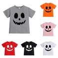 thumbnail image 1 of Gyujnb Kids Halloween , Boys Halloween Pumpkin Face Print Shirt Long Sleeve Tee Top Party Outfit Casual Performance Wear for Fall Season, Halloween Outfits,3-4 Years, 1 of 5