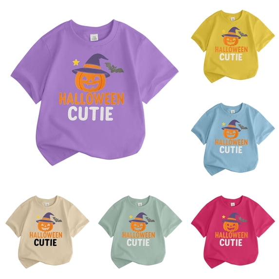 Gyujnb Kids Halloween , Boys Halloween Pumpkin Graphic Tee Short Sleeve for Kids Casual Base Layer Shirt, Halloween Outfits,12-13 Years