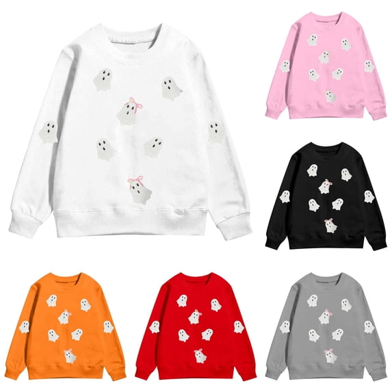 Gyujnb Kids Halloween , Halloween Print Long Sleeve Pullover Sweatshirt for Kids Girls and Boys Cozy Jacket Top with Cute Design, Halloween Outfits,3-4 Years