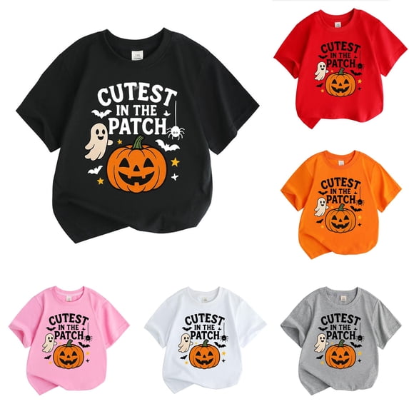 Gyujnb Kids Halloween , Halloween Pumpkin Boys Tops Kids Short Sleeve T Shirt Casual Tee for Boys and Girls Comfortable Blend, Halloween Outfits,12-13 Years