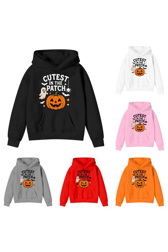Gyujnb Kids Halloween , Kids Halloween Hoodie Long Sleeve Pumpkin Print Pullover Cozy Jacket for Girls and Boys, Halloween Outfits,3-4 Years
