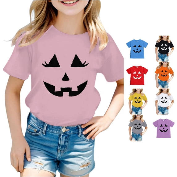 Gyujnb Kids Halloween , Toddler Baby Girl Boy Halloween Shirt Cute Pumpkin T Shirt for Kids Short Sleeve Tee Fall Tops, Halloween Outfits,12-13 Years